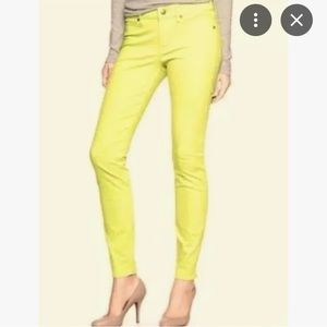 GAP. 1969. Lime Juice. Bright Yellow leggings. Five pockets. Zip fly. St…